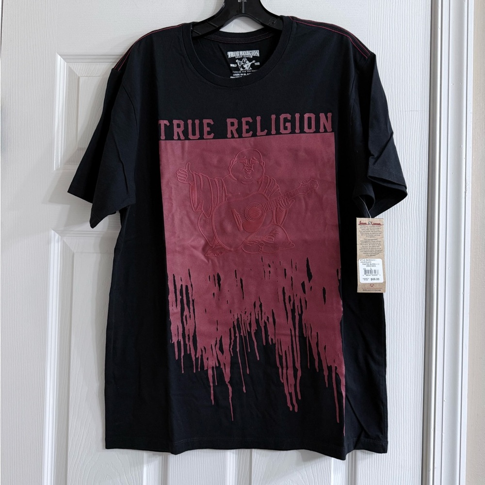 True Religion Black and Burgundy Graphic Tee